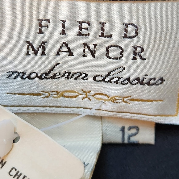 NWT VTG Field Manor 100% silk button-down blouse Size 12 Color black - Picture 5 of 14